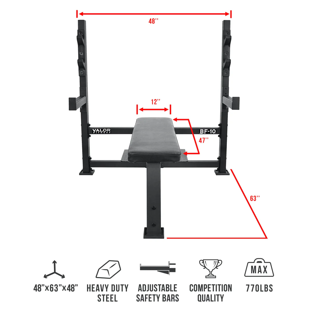 Heavy Duty Bench Press w/ Safety Catch - Spotter Stand - Image 2